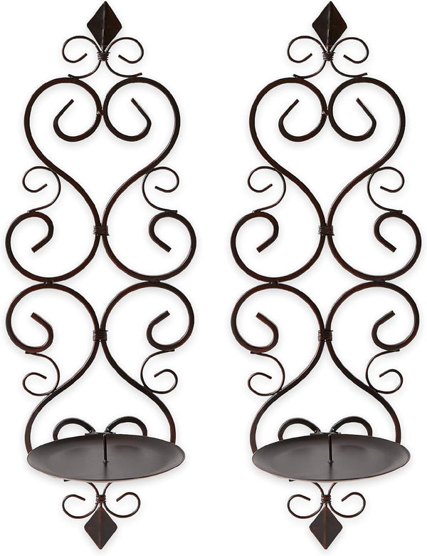 Gothic Cathedral Collection Dual Candle Wall Sconces, 5.5X4.375X15.75, Fleur De Lis, 2 Piece1