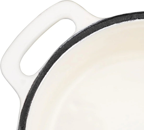 Mini Cocotte 16 Oz Mini Dutch Oven 0.5 Qt. Cast Iron Garlic Roaster for Oven Garlic Confit Pot Ramekins with Lids Oven Safe Set of 2, White7