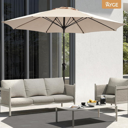 9 FT Patio Umbrella Outdoor Table Umbrella Fiberglass Frame Beige | 9 FT Fiberglass Frame, Crank & Tilt, 8 Ribs, 180G UV50+ Canopy. Wind Fade Resistant. Suitable for Patio, Deck, Pool, Garden.5