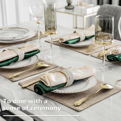 Linen Placemats Set of 4 Heat Resistant Dining Table Cloth Place Mats Kitchen Table Mats Placemats Table Decor, Natural Linen4