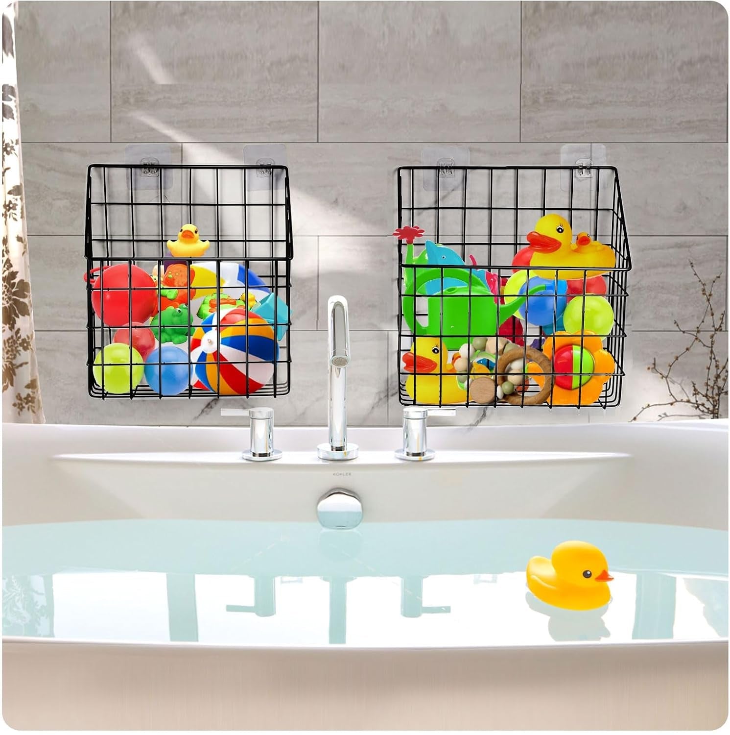 2-pack-bath-toy-storage-organizer-large-rustproof-metal-wire-basket-wall-mounted-hanging-bathtub-holder-bathroom-shower-caddy-for-tub-toys-toiletries