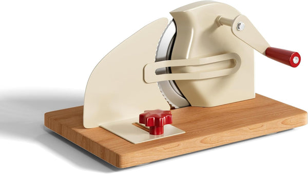 Manual Adjustable Bread Slicer Homemade Sourdough Bread Cutter with Scale Line, Bottom Suction Cup, with Clip and Plate (White)1