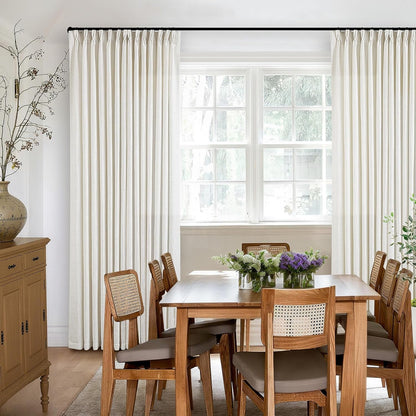 Natural Pinch Pleated Linen Semi Sheer 84 Inch Curtains 2 Panels | Pinch Pleat Hooks Rings, Back Tab, Cream Ivory Birch, Boho Neutral, Textured Linen, Window Curtain for Living Room Bedroom6