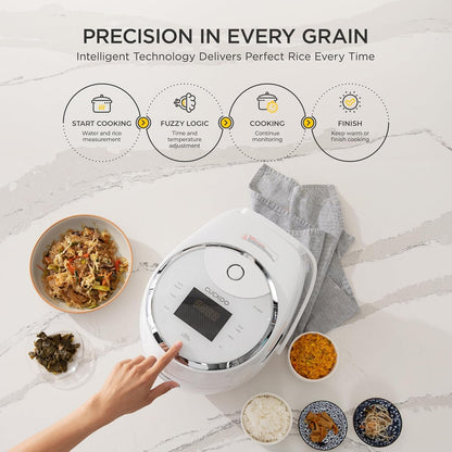 CUCKOO Micom Fuzzy Logic Rice Cooker, 20-Cup Cooked, White, CR-1020F | Large 10-Cup Uncooked Capacity, Nonstick Inner Pot, 15 Cooking Modes, 12-Hour Preset Timer, Steam Plate Included4