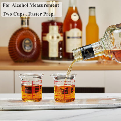 2 Oz Glass Measuring Cups with V-Shaped Spout, 2 Pack | 5-60 Ml Range with Printed Fl Oz, Tsp, Tbsp and Cup Scales on 3.3 Borosilicate Glass for Kitchen and Bar Prep8