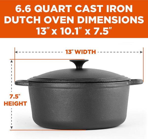 6.6-Qt. Dutch Oven, Pre-Seasoned Cast Iron, CHCI660 | Integrated Handles, Works on All Cooktops Including Induction, Outdoor Cookware for Campfires or Grills4