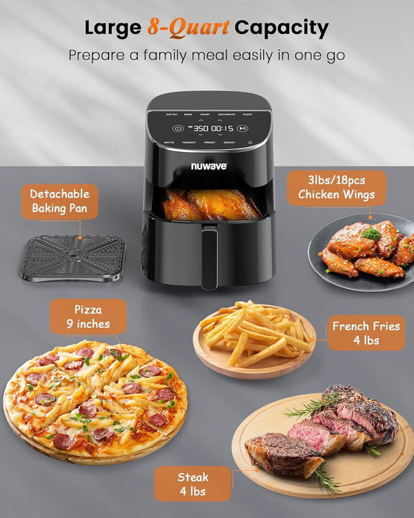 Brio plus Air Fryer 8 Qt, New & Improved, Pfas-Free Ceramic Coating | 7 Digital One-Touch Modes: Air Fry/Bake/Roast/Dehydrate/Toast/Reheat/Preheat; 150 Presets; 50°F-400°F; 700/1500/1800W; Black6