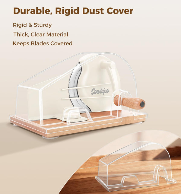 Manual Bread Slicer for Sourdough, Adjustable, Clear Cover, Cream3