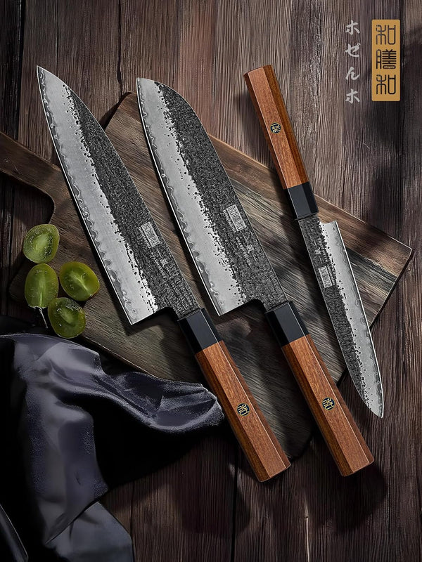 3 Pieces Knife Set, Japanese Kitchen Knife Set, Rosewood Handle6