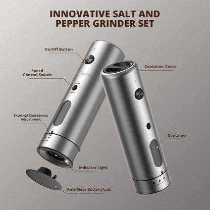 Automatic Electric Salt and Pepper Grinder Set with LED Light, 2 Pack 110Ml8