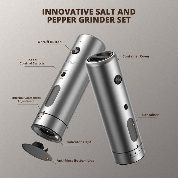 Automatic Electric Salt and Pepper Grinder Set with LED Light, 2 Pack 110Ml8