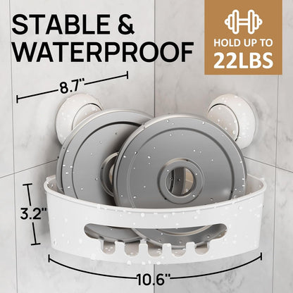 Corner Shower Caddy Suction Cup, Shower Shelves Suction Cup, White7