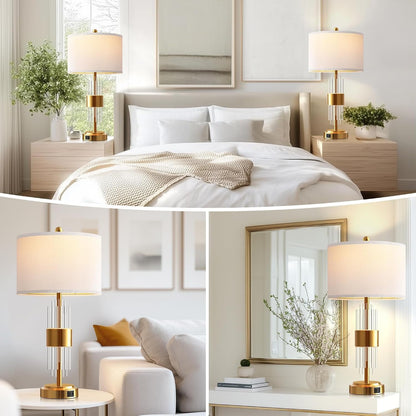 Gold Table Lamp Set of 2, 25.5" Modern Nightstand Lamp for Living Room6