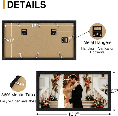 3 5X7 Picture Frames Collage Wall Decor with Mat, Black7