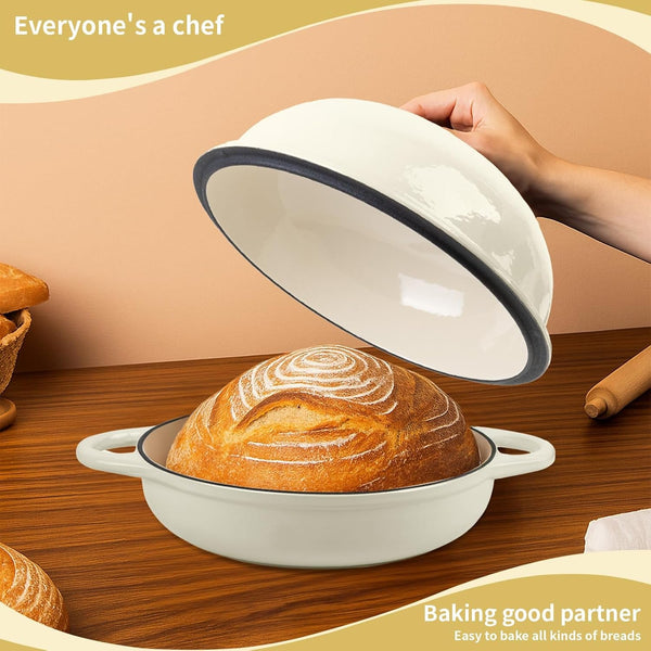 Dutch Oven for Bread Baking, 5.4 Quart Dutch Enameled Cast Iron Bread Oven, Dutch Oven for Sourdough Bread Baking, Oven Safe up to 500° F, 25 Cm White6