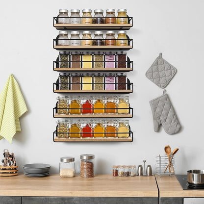 2 Pack Spice Rack Wall Mount Rustic Style Hanging Spice Organizer for Wall, Kitchen Spice Storage,Black7
