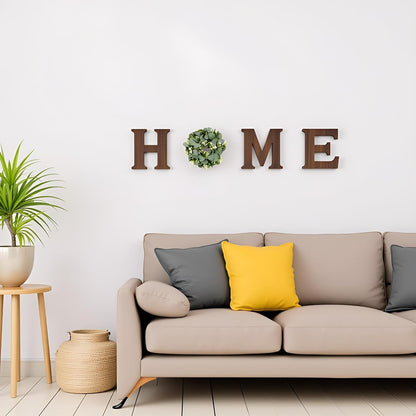 Home Sign Wall Decor, Farmhouse Wood Letters Eucalyptus for O, Brown | Rustic Wood Artificial Eucalyptus, Hanging Home Sign Wall Art, Housewarming Gift, Kitchen Living Room Entryway Apartment5