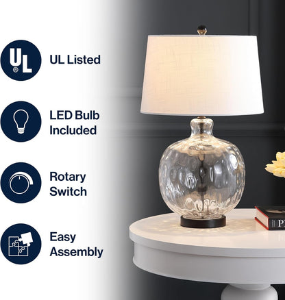 Rae Bedside Table Lamp 26.5" Clear Glass and Black Metal4