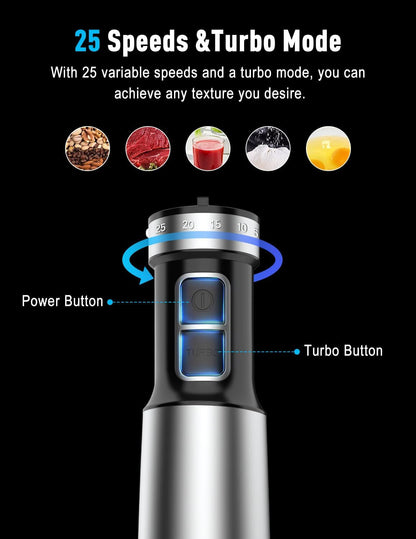 1000W Powerful Immersion Blender Handheld, 2026 New Update Hand Blender with 25-Speed, Scratch-Resistant Corded Hand Mixer with Heavy-Duty Copper Brushless Motor and Gift Box3