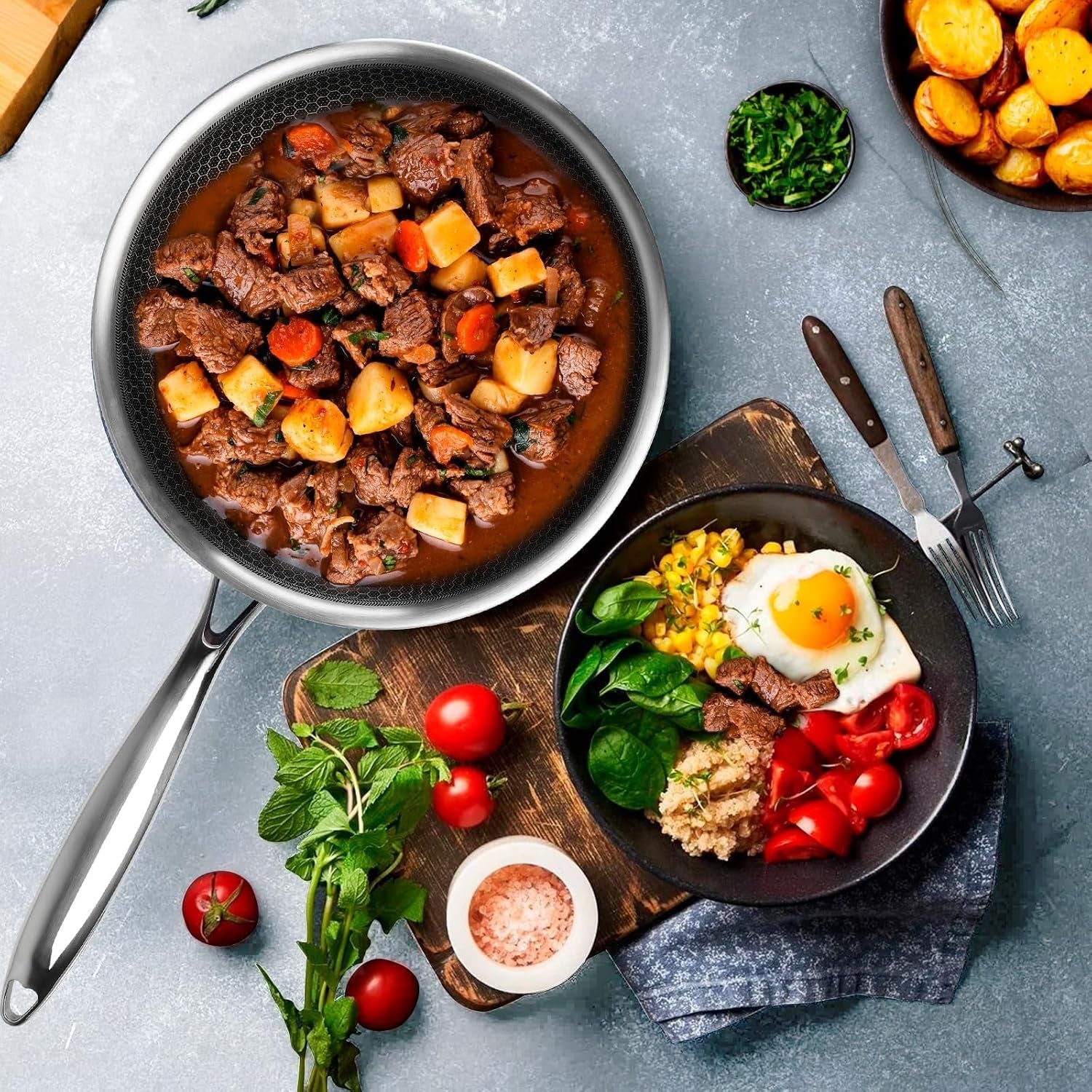 8-non-stick-frying-pans-stainless-steel-nonstick-frying-pan-honeycomb-nonstick-coating-pfoa-free-non-toxic-compatible-with-all-stoves-easy-to-clean-oven-dishwasher-safe