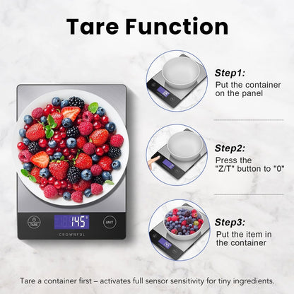 Food Scale, 33Lb Rechargeable 304 Stainless Steel Digital Kitchen Scale Weight Grams and Ounces with LCD Display and Type-C Charging for Meal Prep, Baking and Cooking8