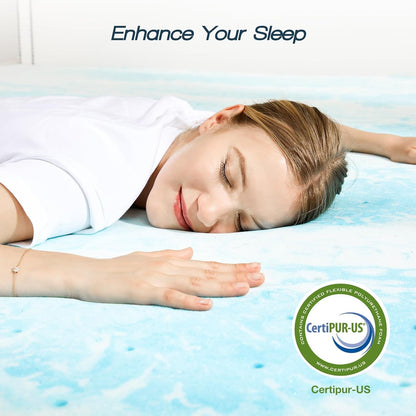 Memory Foam Mattress Topper, Full Size, 3 Inch Cooling Pad | Cooling Gel Infused, Ventilated, Breathable Toppers Pad, RV, Camper, Sofa Bed Use, Blue7