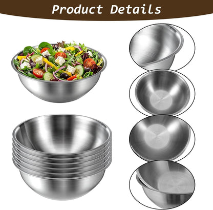 12 Pcs Stainless Steel Mixing Bowls with Graduations Metal Bowl Set Reusable Baking Food Storage Containers for Baking Cooking Salad Prep Storage Silver 9 X 3.5 Inch3