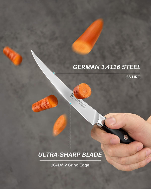 6" Slim Curved Boning Knife - German Steel Japanese Deboning Knife2