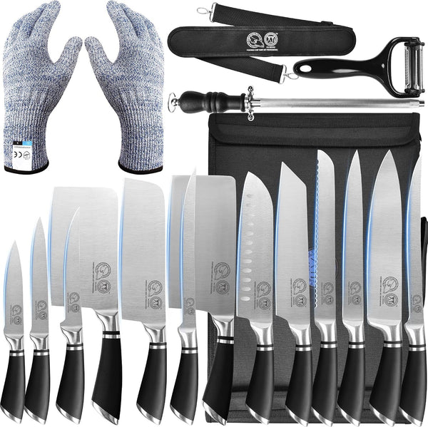 Knives Authentic since 1986,Chef Knife Professional Set with Bag,Cleaver Butcher Knife for Meat Cutting Bag1