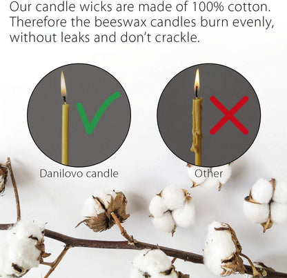Pure Beeswax Candles - Honey-Scented, Decorative Thin Taper Candles - Ideal for Birthday Decoration or Church Prayers - Drip Free, Tall & Smokeless Pack of 50 Pcs, 6.3 X 0.2 Inch6