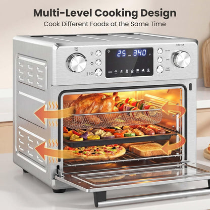 14-In-1 Air Fryer Toaster Oven, 26 QT Stainless Steel Countertop Oven | 1700W Convection Oven with Rotisserie and Dehydrate Modes. Multi Preset Cooker for Air Fry, Pizza, Bake and Family Cooking6