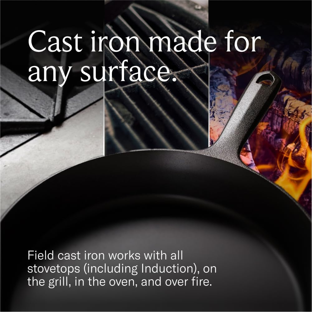 field-cast-iron-starter-set-10-25-inch-cast-iron-skillet-with-cleaning-kit-natural-fiber-brush-chain-mail-scrubber-organic-seasoning-oil-lightweight-preseasoned-made-in-usa-vintage-design