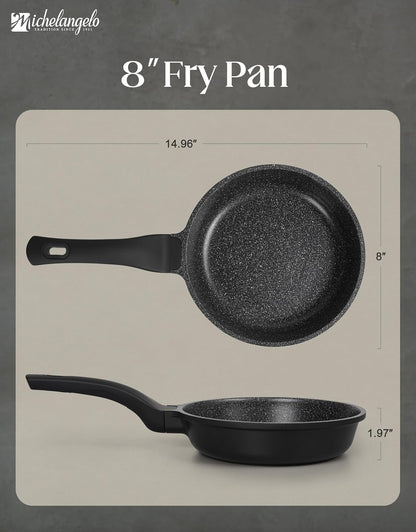 Nonstick Frying Pan - 8-Inch Non Stick Small Frying Pan with Silicone Handle | Easy to Clean, All Stovetops Compatible, Durable for Use8