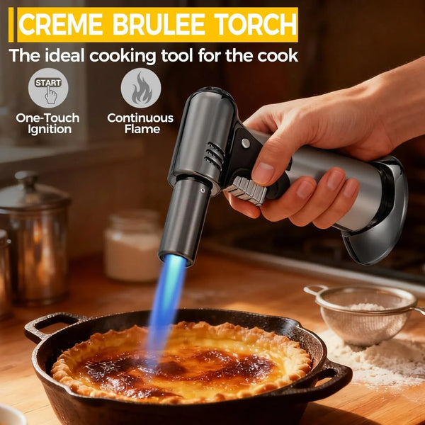 Butane Torch, Refillable Kitchen Cooking Torch Lighter | Safety Lock, Adjustable Flame, for BBQ, Baking, Brulee Creme, for Crafts and Soldering, Butane Gas Not Included4