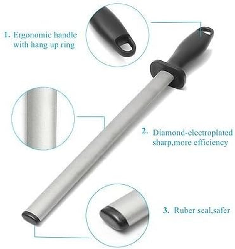 12-in-diamond-carbon-steel-professional-knife-sharpener-rod-kitchen-home-or-hunting-master-chef-hunter-or-home-gourmet-blade-sharpening-rod-or-stick-for-kitchen-and-hunting-knives-diamond-coated-carbon-steel-rod-for-consistent-reliable-sharpening-and-honing-every-time