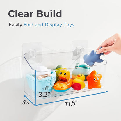 Bath Toy Storage Holder for Bathtub, Clear Bath Toy Organizer Large Capacity Bathtub Toy Storage Shower Caddy for Bathroom (2 Large)3