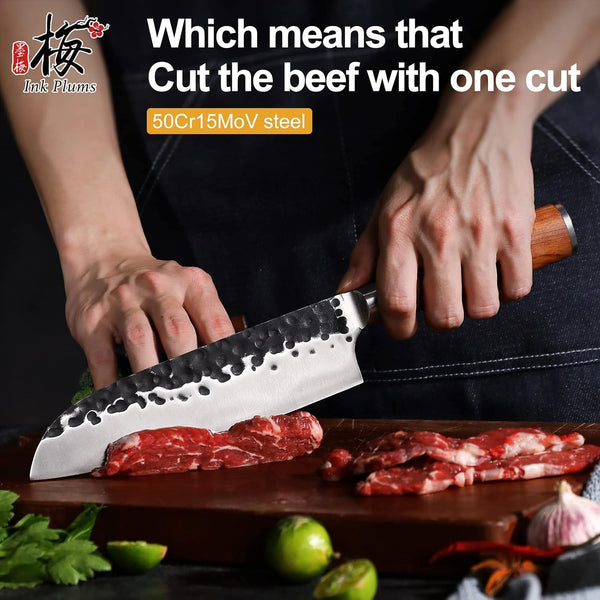 Santoku Knife 7 Inch,High Carbon Steel Ultra Sharp Asian Chef Knife with Brazilian Rosewood Handle and Gift Box for Family & Restaurant3