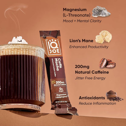 IQJOE Instant Mushroom Coffee Packets, Variety Pack, 16 Stick Packs | Zero Sugar Single Serve | Lion'S Mane, Magnesium L Threonate | Jitter Free, Individual Servings, Travel Size, Smooth Taste6