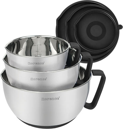 Stainless Steel Mixing Bowls Set with Lids,1.5,3 & 5 Qt,Black1