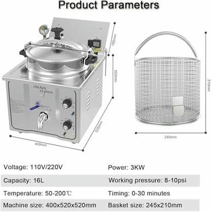 Commercial Electric Pressure Fryer with Timer and Thermostat for Cooking Chicken and Fish3