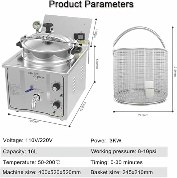 Commercial Electric Pressure Fryer with Timer and Thermostat for Cooking Chicken and Fish3