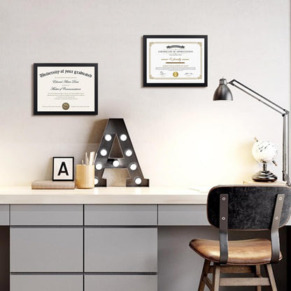 Certificate Frame, 8.5 by 11 Glass Diploma Frames, 5 Pack, Black6