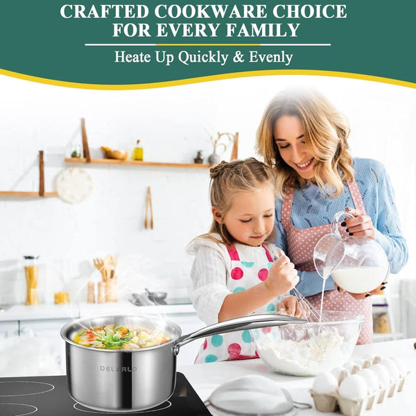 Full-Body Clad Tri-Ply Stainless Steel 2 Quart Saucepan with Lid | Small Stainless Steel Pot Induction Cooking Sauce Pot Pan, Heavy Duty Saucier Cookware, PFOA&PTFE Free9