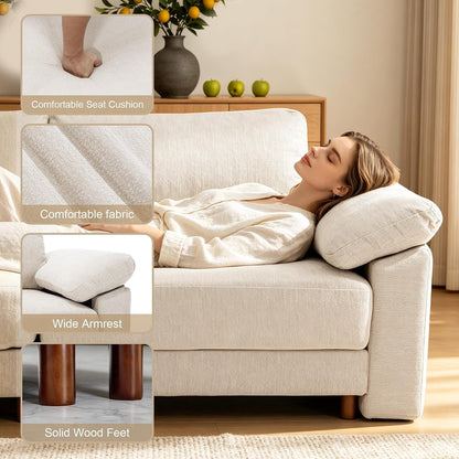 112'' Oversized L Shape Modular Cloud Sectional Sofa, Deep Seat Sofa, Beige5