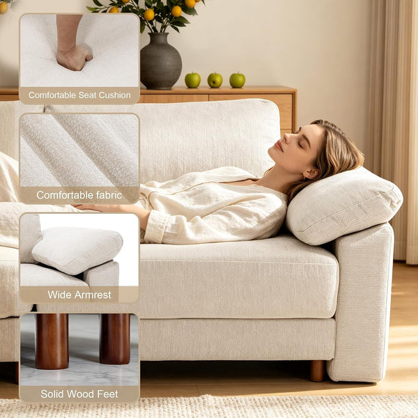 112'' Oversized L Shape Modular Cloud Sectional Sofa, Deep Seat Sofa, Beige5