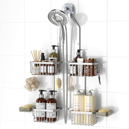 Adjustable Aluminum Shower Caddy Hanging for Handheld Showerhead, Silver1