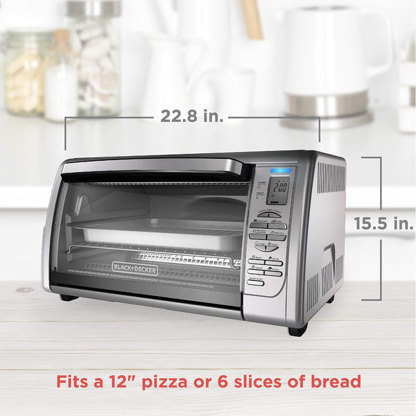Black+Decker Countertop Convection Toaster Oven, 8 One-Touch Cooking Functions, Stainless Steel7