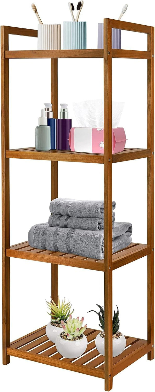 Teak Wood Bathroom Shelf Organizer Stand, Standing Shower Caddy8