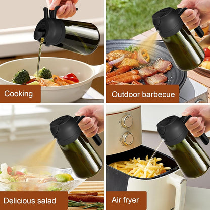 16 Oz Dark Glass Olive Oil Sprayer & Dispenser, 2-In-1, Black | Light-Blocking Dark Green Glass, Food-Grade Spray and Pour Bottle for Cooking, Air Fryer, Salad and BBQ8
