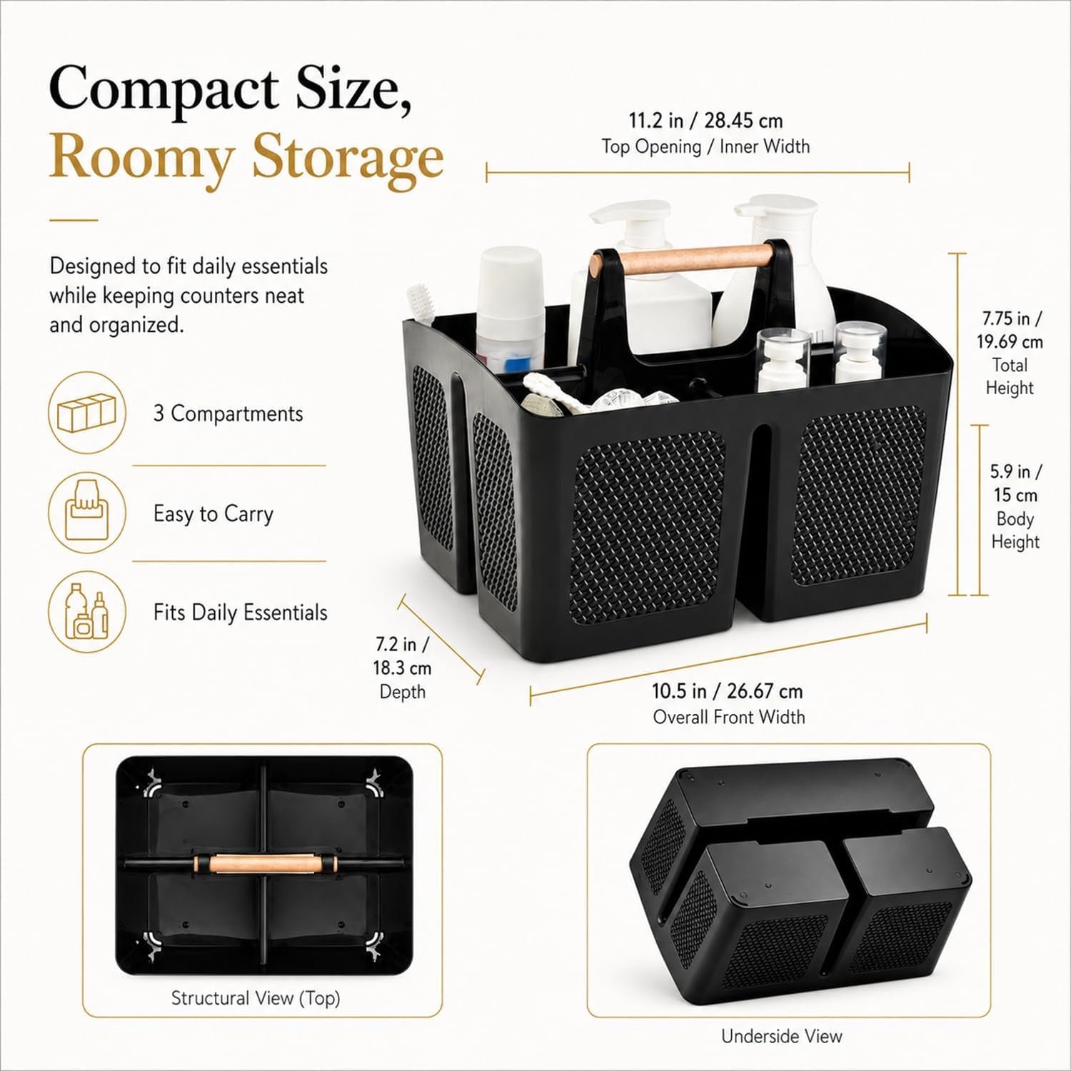 plastic-shower-caddy-with-wooden-handle-portable-3-compartment-bathroom-organizer-basket-with-drainage-holes-quick-dry-shower-basket-for-dorm-college-cleaning-supplies